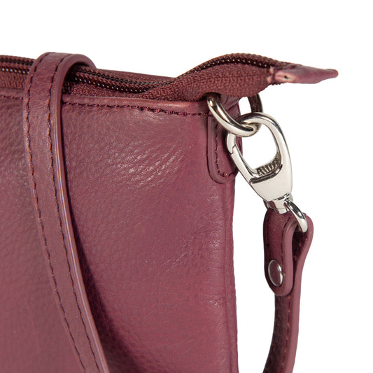 K0013NB | Tracollina Donna in Vera Pelle pieno fiore, con leggera grana. Tracolla removibile. Accessori Nickel Lucido. Colore Malva. Dimensioni: cm 20 x 10,5 x 2. Confezione: Sacchetto Tnt-1